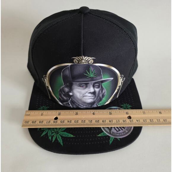 Dyse One Snapback Hat Black Benjamin Franklin Weed Leaf Graphic NWT - Picture 10 of 10